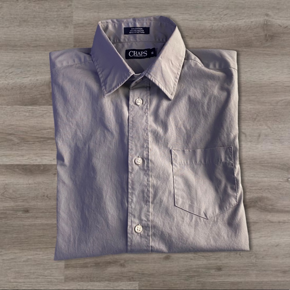Chaps Boy Gray Long Sleeve Button Down Dress Shirt